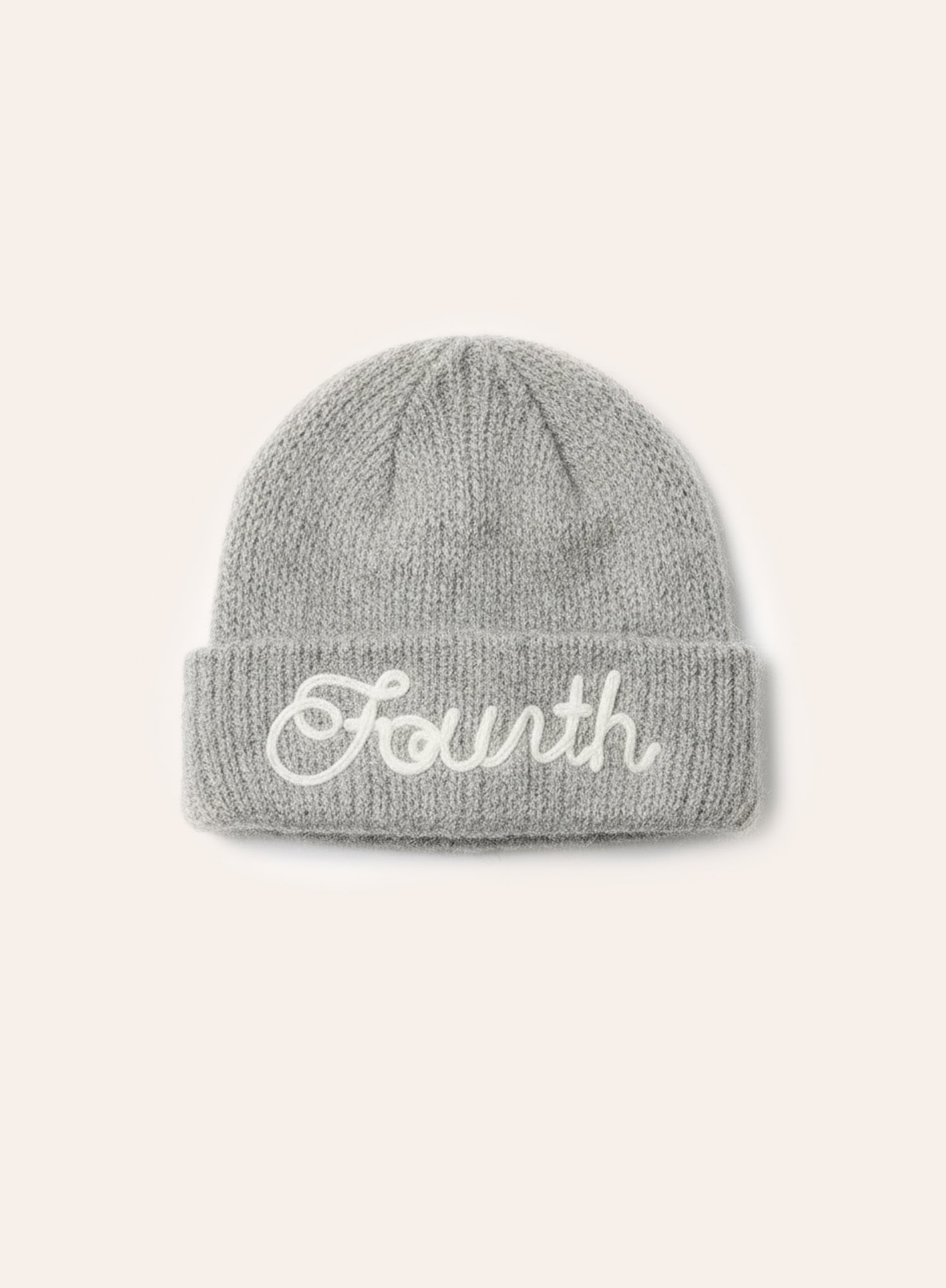 Grey Script Logo Knit Beanie Hat
